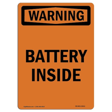 Signmission Safety Sign, OSHA WARNING, 18" Height, Rigid Plastic, Battery Inside, Portrait OS-WS-P-1218-V-13611